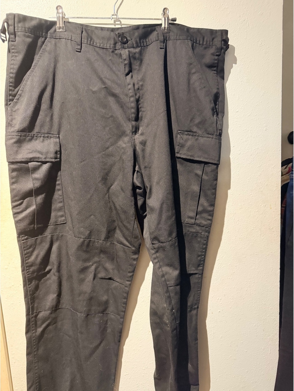 Government issued Black Cargo Pants with Adjustable Waist and Multiple Pockets